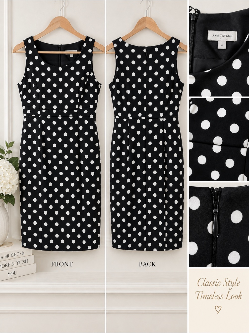 Black and White Polka Dot Sheath Dress
